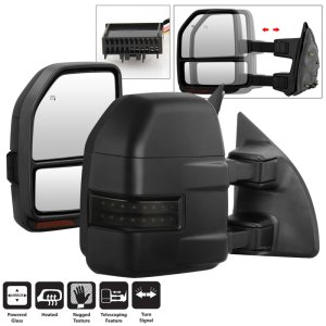 Ford F-250 SD Side Mirror Set - SPYDER - Heated Adjustable LED Signal - Smoke - `08-`15