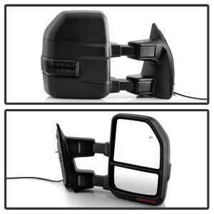 Ford SuperDuty Side Mirrors - SPYDER - Heated LED Telescoping - Smoke - `99-`07