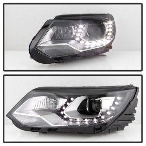 Volkswagen Tiguan Headlights - SPYDER - DRL LED Projector - Chrome - `12-`17