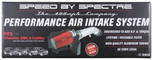 GMC Truck Performance Air Intake - Passenger side - Spectre - Clear Anodized w/Red Filter - `99-`07