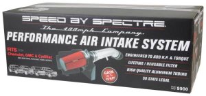 GMC Truck Performance Air Intake - Passenger side - Spectre - Clear Anodized w/Red Filter - `99-`07