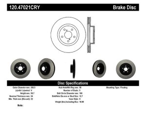 Subaru Baja Brake Rotor (1) - Front - Stoptech - Cryostop Performance - `04-`06