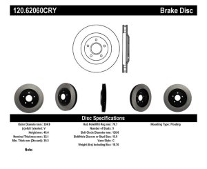 Chevrolet Corvette Brake Rotor (1) - Right Front - Stoptech - Premium Cryostop Rotor - Black - `97-`04