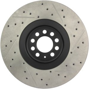 Volkswagen Golf Brake Rotor (1) - Front Right - Stoptech - Slotted & Drilled Sport - Black - 2004