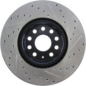 Audi A3 Brake Rotors (1) - Front Right - Stoptech - Slotted & Drilled Sport - Black - `06-`19