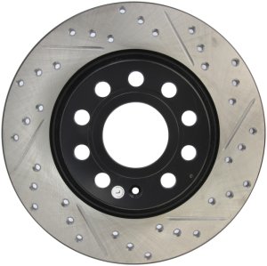 Audi A3 Quattro Brake Rotors (1) - Rear Left - Stoptech - Drilled/Slotted Sport - Black - `06-`07