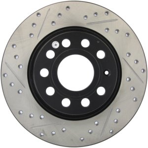 Audi A3 Brake Rotors (1) - Rear Right - Stoptech - Drilled & Slotted - Black - `06-`07