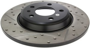 Audi A5 Brake Rotor (1) - Rear Right - Stoptech - Sport Drilled & Slotted - Black - `08-`19 Audi A5 Brake Rotor (1) - Rear Right - Stoptech - Sport Drilled & Slotted - Black - `08-`19
