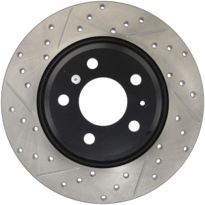 Audi A6 Brake Rotor (1) - Rear Right - Stoptech - Sport Drilled & Slotted - Black - `12-`19