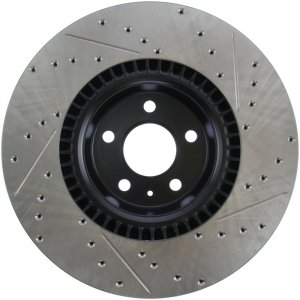 Audi A6 Brake Rotor (1) - Front Right - Stoptech - Drilled & Slotted - Black - `17-`19