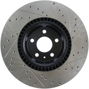Audi A6 Brake Rotor (1) - Front Right - Stoptech - Drilled & Slotted - Black - `17-`19