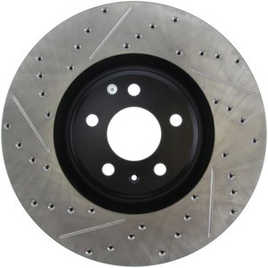 Audi A6 Quattro Brake Rotor (1) - Front Right - Stoptech - Drilled & Slotted - Black - `12-`19