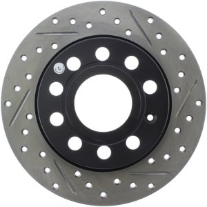 Volkswagen Caddy Brake Rotor (1) - Rear Left - Stoptech - Slotted & Drilled - Black - `14-`15