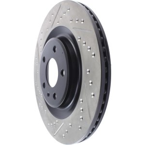 Audi A6 Brake Rotors (1) - Rear Right - Stoptech - Slotted & Drilled, Sport, E-coated - Black - `14-`19