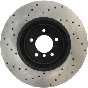 BMW 535i Brake Rotor (1) - Front Left - Stoptech - Slotted & Drilled - Black - `08-`10