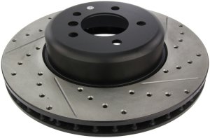 BMW 535i Brake Rotor (1) - Front Left - Stoptech - Slotted & Drilled - Black - `08-`10