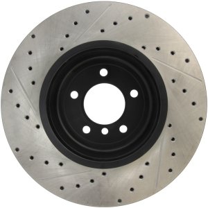 BMW 535i Brake Rotor (1) - Front Left - Stoptech - Slotted & Drilled - Black - `08-`10