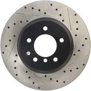 BMW 535i Brake Rotor (1) - Front Left - Stoptech - Slotted & Drilled - Black - `08-`10