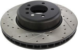 BMW 535i Brake Rotor (1) - Right Front - Stoptech - Drilled & Slotted - Black - `08-`10