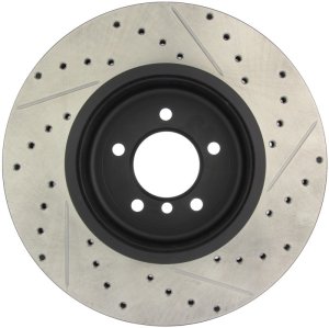 BMW 6 Series Brake Rotor (1) - Right Front - Stoptech - Drilled & Slotted - Black - `04-`05