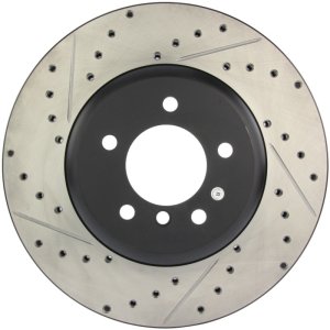 BMW 6 Series Brake Rotor (1) - Right Front - Stoptech - Drilled & Slotted - Black - `04-`05