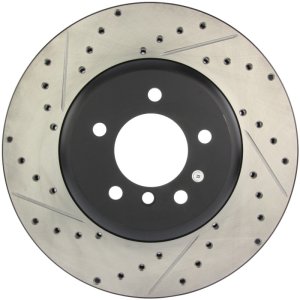 BMW 6 Series Brake Rotor (1) - Right Front - Stoptech - Drilled & Slotted - Black - `04-`05