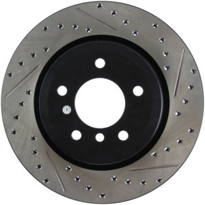 BMW 335i Brake Rotor (1) - Rear Left - Stoptech - Slotted & Drilled - Black - `07-`13