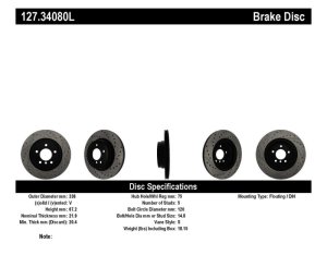 BMW 335i Brake Rotor (1) - Rear Left - Stoptech - Slotted & Drilled - Black - `07-`13
