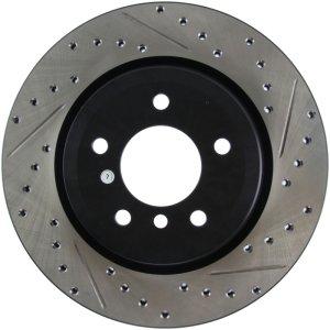 BMW 335i Brake Rotor (1) - Rear Left - Stoptech - Slotted & Drilled - Black - `07-`13