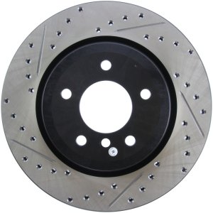 BMW 335i Brake Rotor (1) - Rear Right - Stoptech - Slotted & Drilled - Black - `07-`13