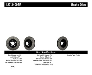 BMW 3 Series Brake Rotor (1) - Front Right - Stoptech - Slotted & Drilled - `09-`11 BMW 3 Series Brake Rotor (1) - Front Right - Stoptech - Slotted & Drilled - `09-`11