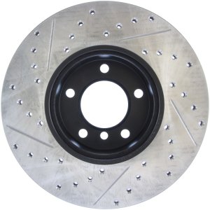 BMW 3 Series Brake Rotor (1) - Front Left - Stoptech - Drilled & Slotted - Black - `13-`18