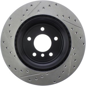 BMW 135i Brake Rotor (1) - Rear Left - Stoptech - Slotted/Drilled - Black - `08-`13