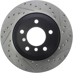 BMW 135i Brake Rotor (1) - Rear Left - Stoptech - Slotted/Drilled - Black - `08-`13