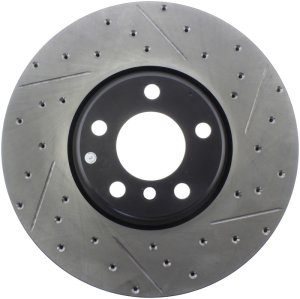 BMW 528 Brake Rotors (2) - Front Left - Stoptech - Slotted & Drilled Sport Rotors with Black E-Coating - Black - `13-`17