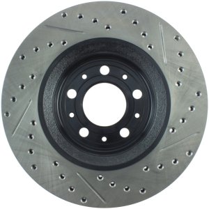 Volvo C70 Brake Rotor (1) - Front Right - Stoptech - Slotted & Drilled - Black - `98-`04