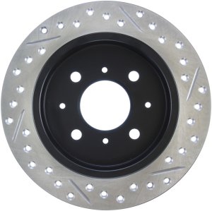 Acura Integra Brake Rotor (1) - Rear Right - Stoptech - Slotted & Drilled - Black - `97-`01
