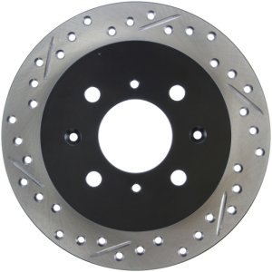 Acura Integra Brake Rotor (1) - Rear Right - Stoptech - Slotted & Drilled - Black - `97-`01