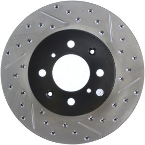 Acura EL Brake Rotor (1) - Front Left - Stoptech - Drilled/Slotted Rotor - Black - `97-`05