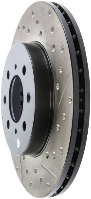 Acura Integra Brake Rotor (1) - Front Left - Stoptech - Drilled/Slotted Rotor - Black - `90-`01