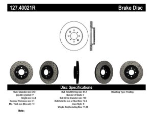 Honda City Brake Rotor (1) - Front Right - Stoptech - Drilled & Slotted - Black - `10-`14