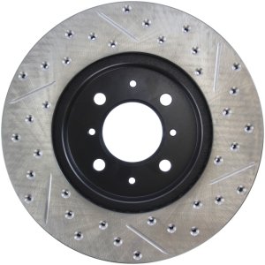 Honda Insight Brake Rotor (1) - Front Right - Stoptech - Drilled & Slotted - Black - `10-`14