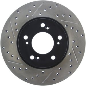 Honda CR-V Brake Rotor (1) - Front Right - Stoptech - Slotted & Drilled - Black - `97-`01