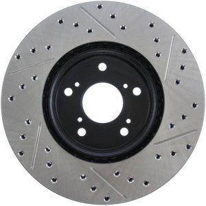 Acura TL Brake Rotor (1) - Front Right - Stoptech - Drilled & Slotted - Black - `99-`08