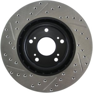 Acura CSX Brake Rotor(s) (1) - Front Left - Stoptech - Slotted & Drilled - Black - `07-`11