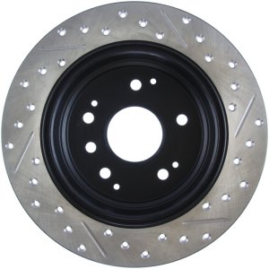 Acura TL Brake Rotors (1) - Rear Right - Stoptech - Slotted & Drilled - Black - `04-`08