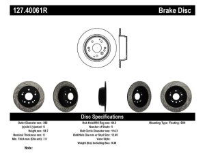 Acura TL Brake Rotors (1) - Rear Right - Stoptech - Slotted & Drilled - Black - `04-`08