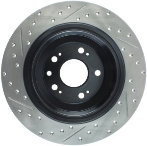 Acura TL Brake Rotor (1) - Rear Left - Stoptech - Slotted/Drilled Sport - Black - `09-`14