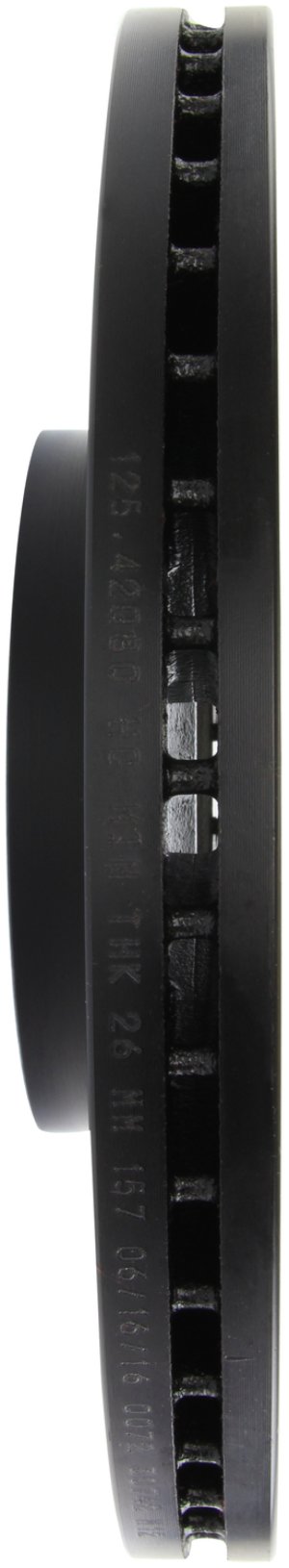 Nissan 350Z Brake Rotor (1) - Front Right - Stoptech - Slotted & Drilled - Black - `06-`09