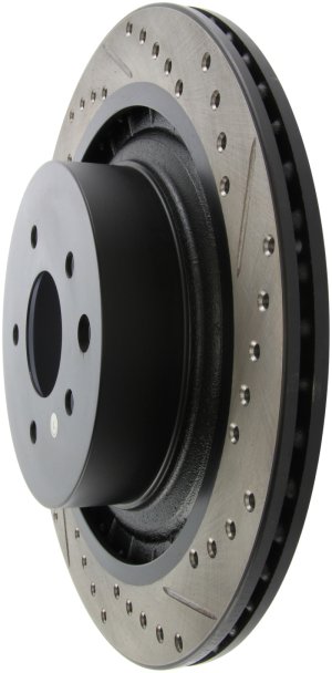 Infiniti G37 Brake Rotor (1) - Rear Left - Stoptech - Slotted & Drilled - Black - `08-`13